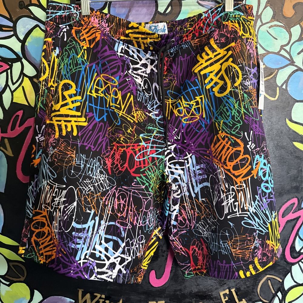 Fresh Prints Of Bel Air Graffiti Streetwear Shorts, XL